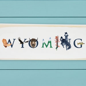 Wyoming ~ Wood Block~ wall hanging ~ Wyoming State art icons