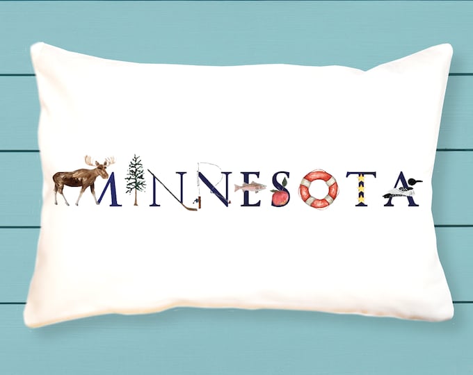 Minnesota Pillow Cover, 18 Retro Minnesota Pillow Cover, Minnesota