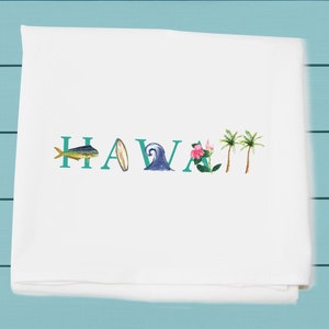 Hawaii ~ Flour Sack Towels ~ kitchen and bar towels ~ Hawaiian souvenir ~ Decorative towels