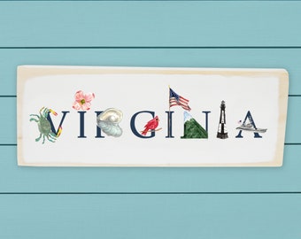 Virginia Wood Block Decoration wall hanging art