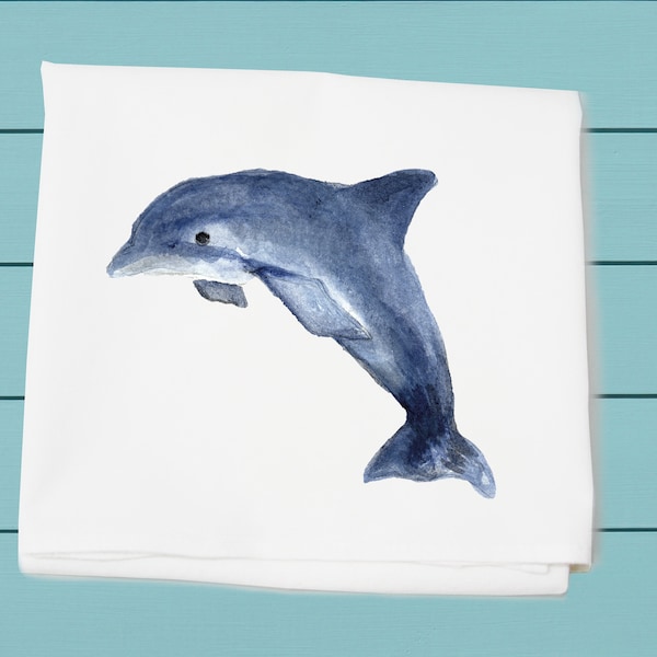 dolphin ~ flour sack towel ~ 100% cotton machine washable