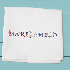 Flour Sack Towels ~  Marblehead, Massachusetts  Illu-stated ~ Kitchen towel ~ Machine washable ~ 100% cotton high quality ~ Decorative towel