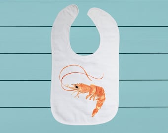Shrimp Bib - cotton terry cloth baby bib with soft closure