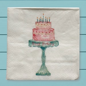 Birthday cake napkin ~ party napkins ~ paper napkins ~ Happy birthday ~ cocktail napkins