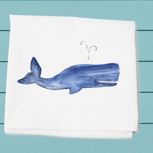 blue whale ~ flour sack towel ~ 100% cotton machine washable