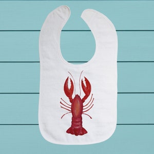Lobster Bib - cotton terry cloth baby bib with soft closure
