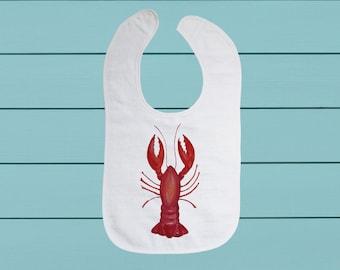 Lobster Bib - cotton terry cloth baby bib with soft closure