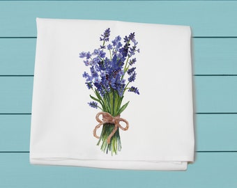 lavender, flour sack towel, botanical design, decorative  towel, Tina Labadini Design, spring summer decor