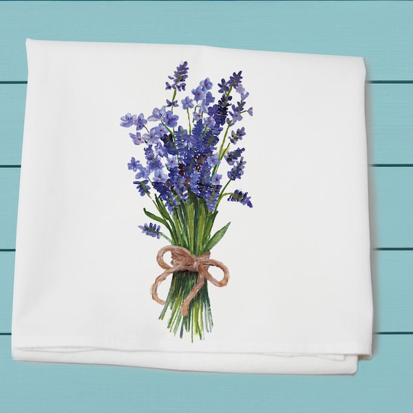 lavender, flour sack towel, botanical design, decorative  towel, Tina Labadini Design, spring summer decor
