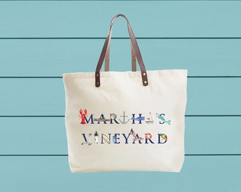 Martha's Vineyard herbruikbare katoenen canvas draagtassen