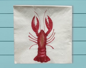 Lobster cocktail paper napkins  ~ Seasonal paper beverage napkins ~ Fishy but delicious looking napkins