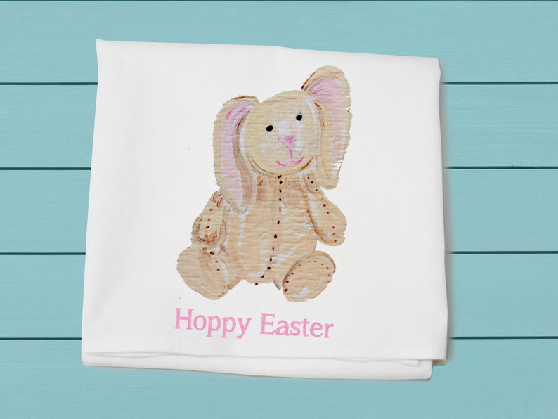 Hoppy Easter Bunny Flour Sack Towel Kitchen Towel Decorative towel image 1