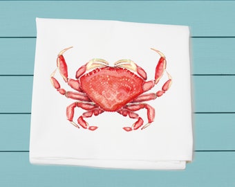 Dungeness crab ~ flour sack towel ~ 100% cotton machine washable