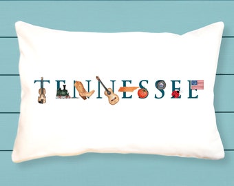 Tennessee canvas pillow - decorative pillow - square pillow - Tennessee grad gift