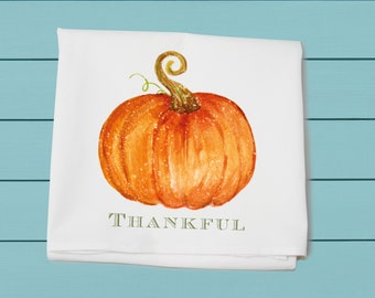 Acción de Gracias, toalla de saco de harina, calabaza, toalla de cocina agradecida toallas decorativas de Acción de Gracias, Tina Labadini Design