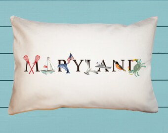 MD State of Maryland Souvenir Throw Pillow Multicolor Whyitsme Design USA 18x18