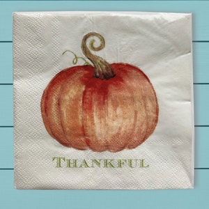 Tovaglioli da cocktail Pumpkin Thankful ~ tovagliolo da bar ~ tovaglioli per feste ~ tovaglioli per bevande ~ tovaglioli di carta per happy hour ~
