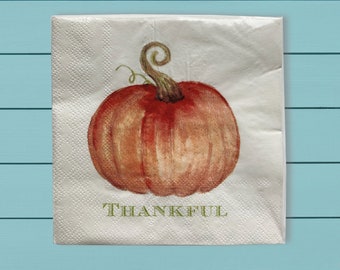 Pumpkin Thankful cocktail napkins ~ bar napkin ~  party napkins ~ beverage napkins ~ paper napkins for happy hour~