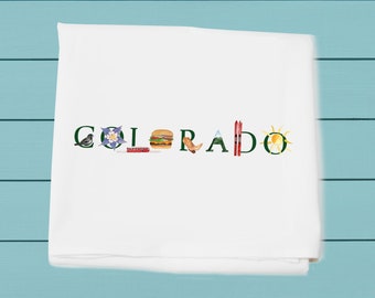 Colorado ~ Flour Sack Towel ~ kitchen and bar towels ~ Icons of  Colorado ~ Zero waste gift