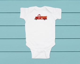 baby snap-up one piece, Firetruck, snap up romper, one piece tee shirt, infant undershirt