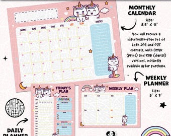 Set di planner digitali stampabili - Unicorni
