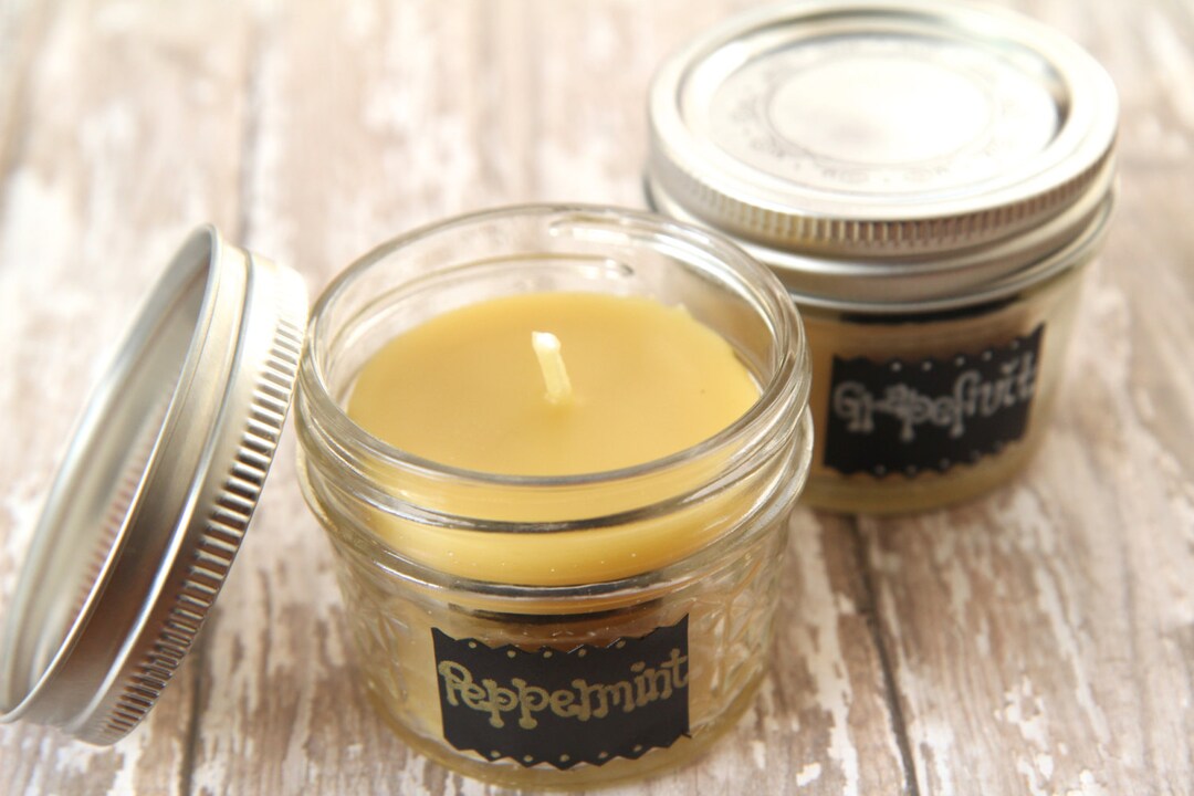 Beeswax Candle 4oz Glass Mason Jar Candle Essential Oils Etsy