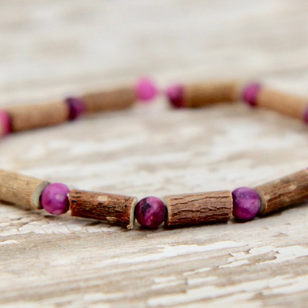 Hazelwood Bracelet, gemstone jewelry, Purple Jasper bracelet, gifts for her, natural eczema heartburn acid reflux relief, birthstone jewelry