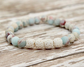 Essential Oil Bracelet, diffuser jewelry, aromatherapy, Jasper gemstone bracelet, mala bracelet, gift for her, zen, yoga bracelet