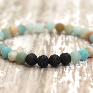 Essential Oil Bracelet, diffuser jewelry, aromatherapy, amazonite gemstone bracelet, gifts for her, gifts for him, free shipping image 1