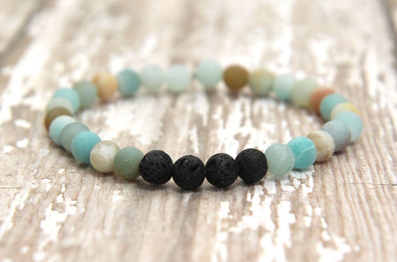 Essential Oil Bracelet, diffuser jewelry, aromatherapy, amazonite gemstone bracelet, gifts for her, gifts for him, free shipping image 1