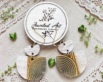Boho Abstract Circles Wood Earrings