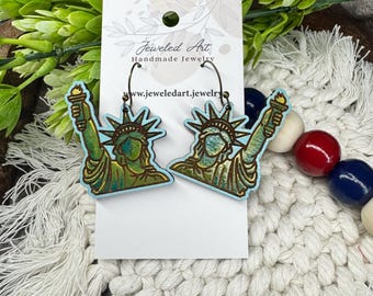 Lady Liberty - Statue of Liberty Wood Engraved Earrings - America's 250th