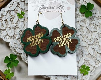Feeling Lucky Shamrock Wood Earrings – St. Patrick’s Day
