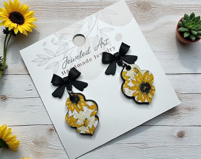 Hand-Crafted Sunflower Blooms and Bows Earrings- Fall Festive