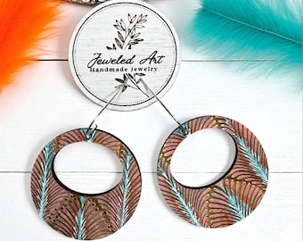 Pre Order Hand-Painted Showgirl Inspired Feather Fan Hoop Earrings – Concert Ready