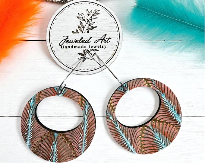 Pre Order Hand-Painted Showgirl Inspired Feather Fan Hoop Earrings – Concert Ready