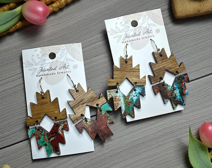 Desert Edges Aztec Wood Earrings