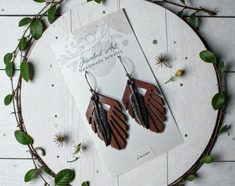 Southwestern Leather and Feather Earrings