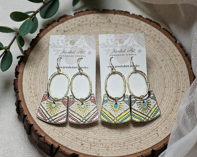 Aztec Handbag Wood Earrings - 2 Styles