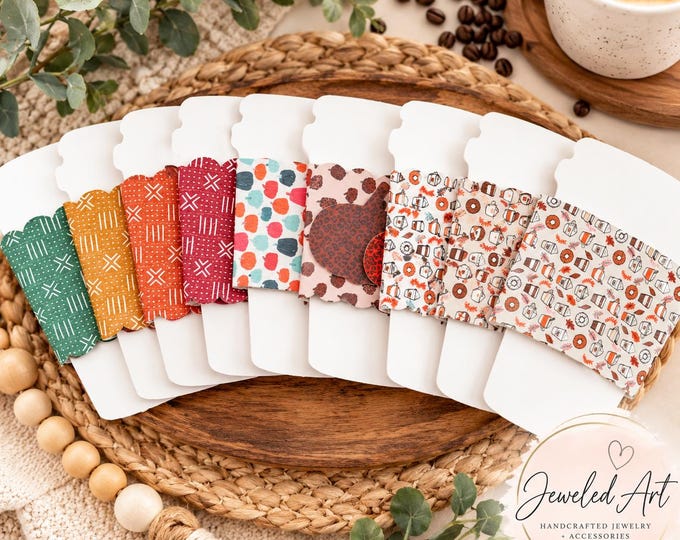 Faux Leather Coffee Cozies, Reusable Coffee Cup Sleeves, Assorted Designs
