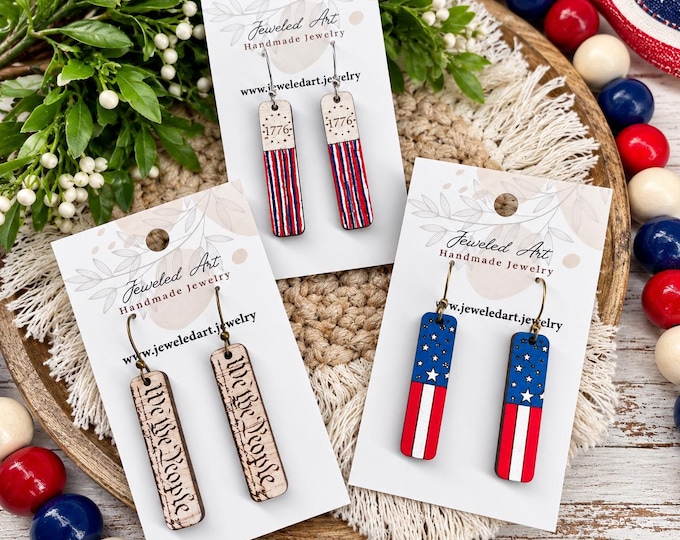 Patriotic Americana Bar Earrings Collection - 3 Styles