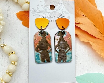 Pre Order Hand-Painted Showgirl Inspired Silhouette Wood Earrings - Concert Ready