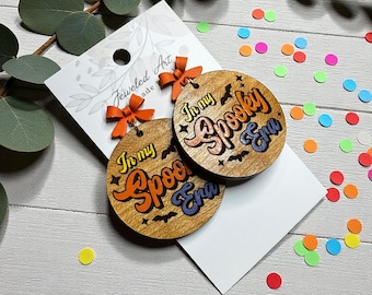 Hand-Painted In My Spooky Era Wooden Earrings – Jeweled Art Handmade