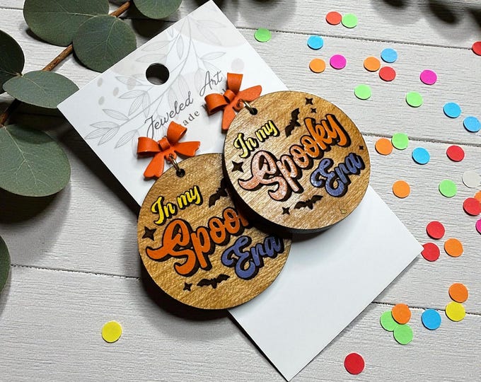 Hand-Painted In My Spooky Era Wooden Earrings – Jeweled Art Handmade