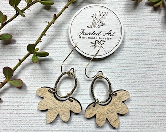 Gray Wood Leaf Dangle Earrings – Modern Organic Statement