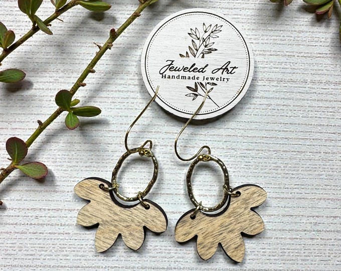 Gray Wood Leaf Dangle Earrings – Modern Organic Statement