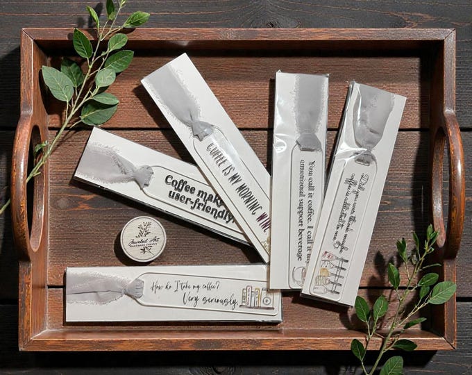 Hand-Painted Coffee Themed Coffee Quotes Acrylic Bookmarks