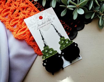 Hand-Crafted Cauldron Potion Acrylic Earrings – Jeweled Art Handmade
