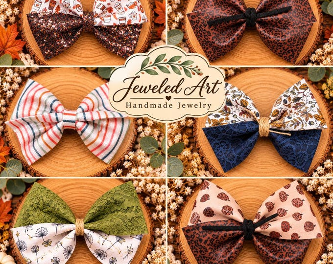 Handmade Fall Hair Bows – Choose Your Style – Faux Leather & Fabric Hair Bows
