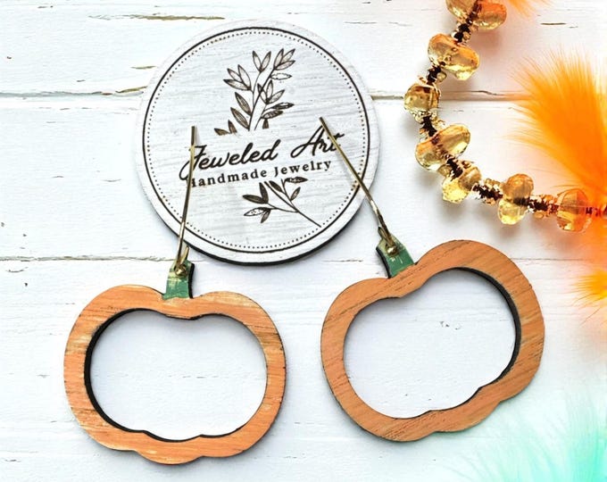 Hand-Painted Pumpkin Cutout Wood Earrings – Jeweled Art Handmade